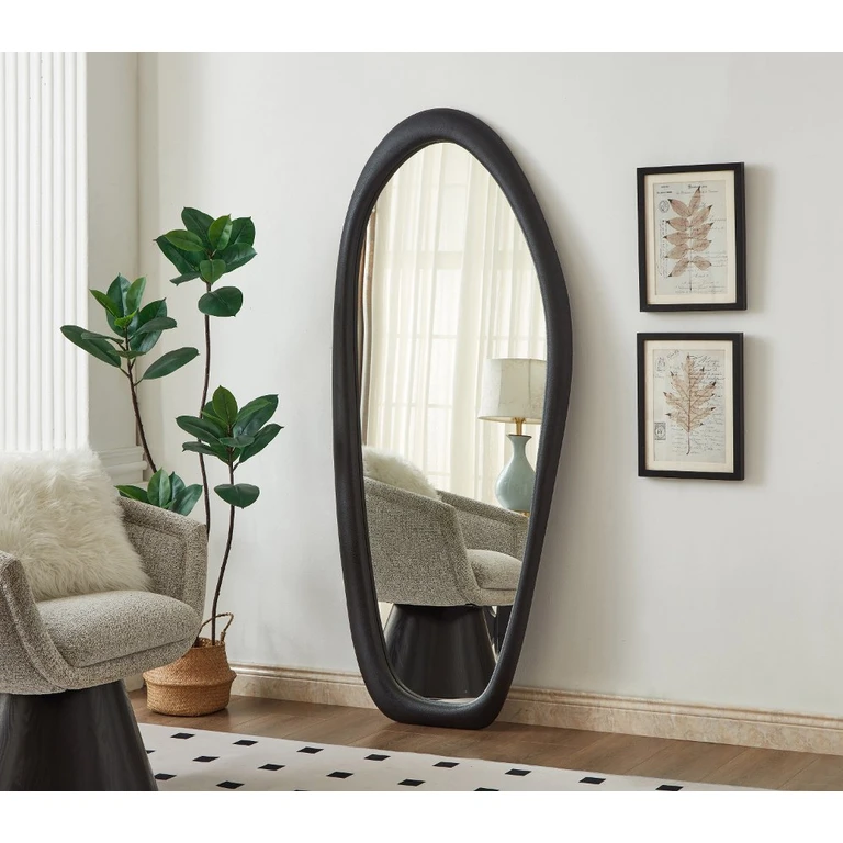 Holland Black Polyresin Frame Floor Mirror