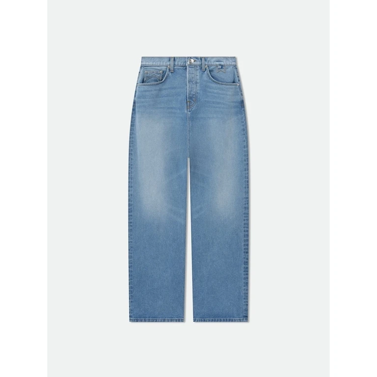 Men'S Blue Wide-Leg Denim Trousers