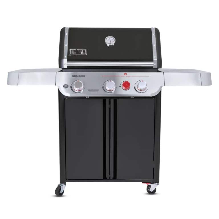 Genesis E‑325 3‑Burner Liquid Propane Gas Grill with Sear Zone & Side Tables, Black