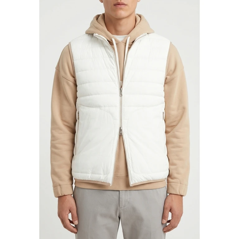 White Quilted Sleeveless Jacket