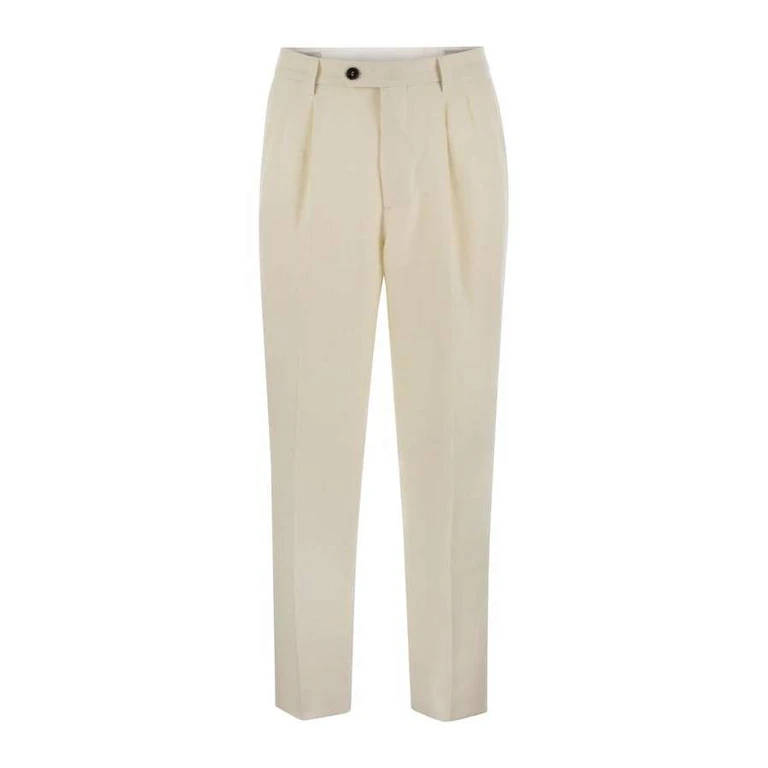 Ivory Linen Silk Wool Trousers