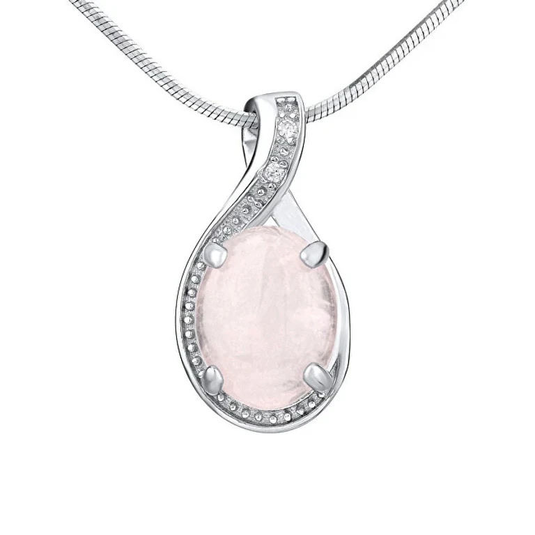 Silver Pendant With Natural Rose Jst14810Ru