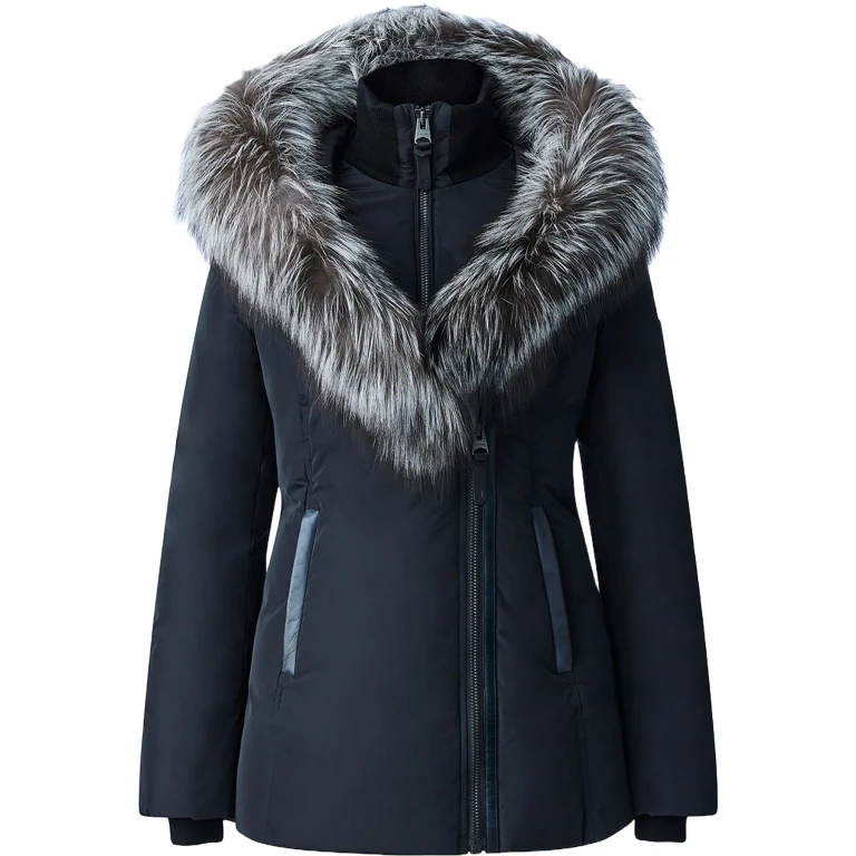 Adali Down Coat With Silver Fox Fur Signature Mackage Collar - Women's