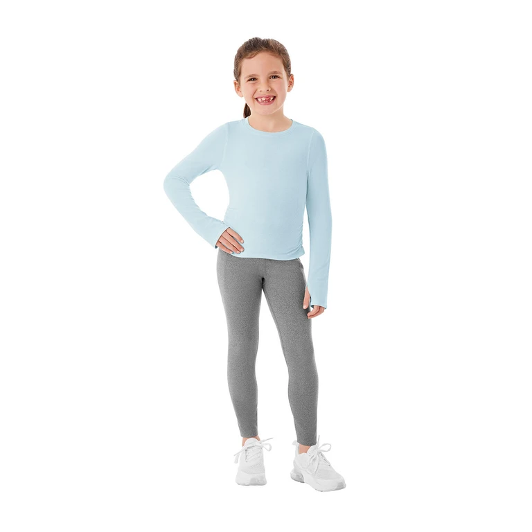 Girls Active Legging Charcoal Heather XS (4/5):- Charcoal Heather, XS (4/5)