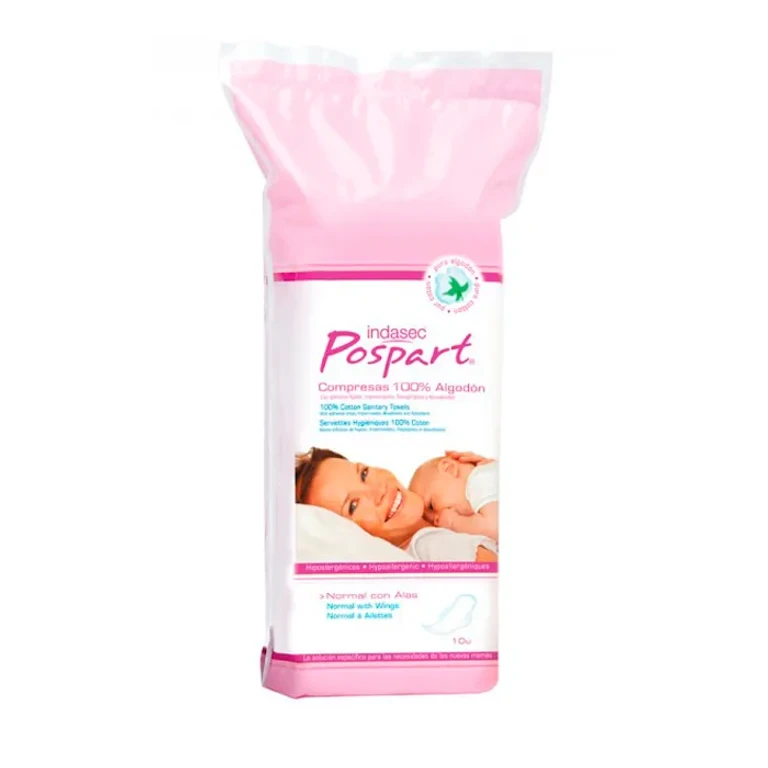 Post-partum feminine hygiene pads Indasec with wings 10U