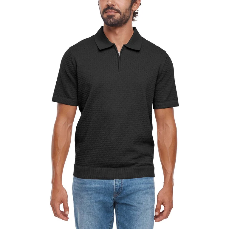 Zip Sweater Polo Black S:- Black, S