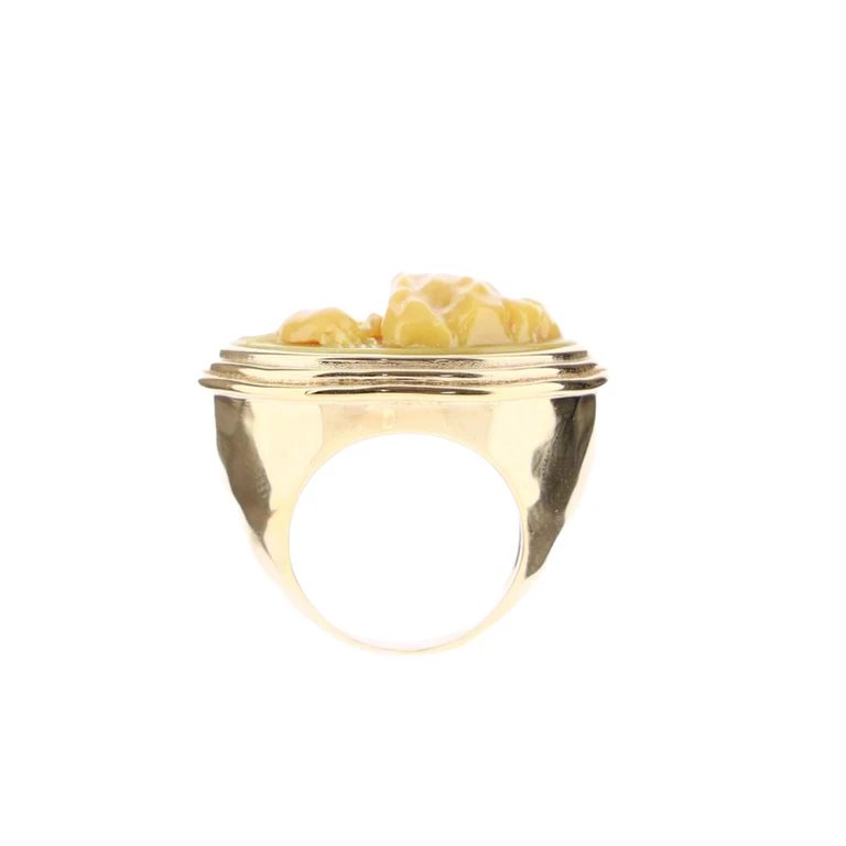 Gold Carved Bone Ring