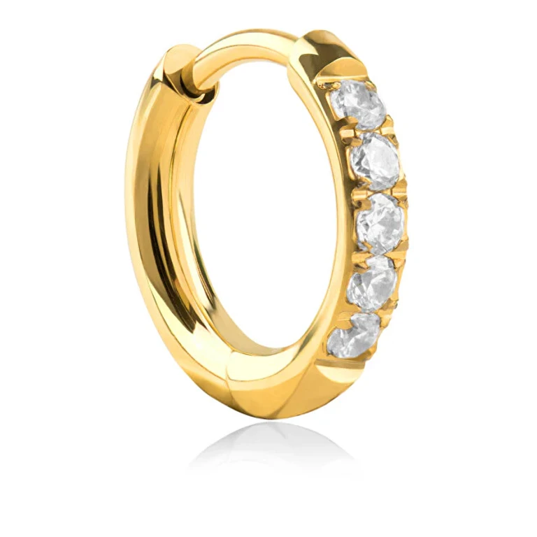 Vhlle2008G Single Round Earring Gold-Plated with Zircons - Diameter: 0.6 Cm