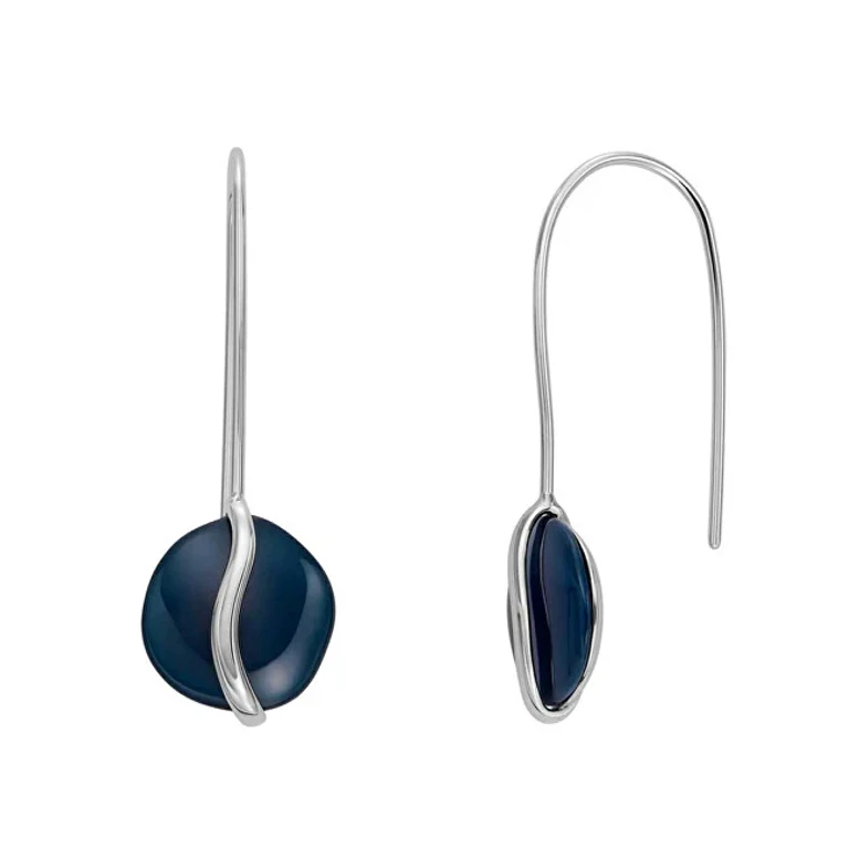 Fashion Steel Earrings with Blue Sea Glass Skj1812040