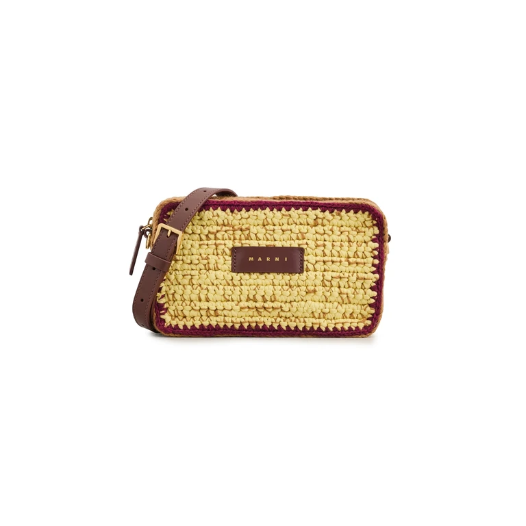 Knitted Camera Bag Curds/Ruby Wine/Yellow Cream One Size