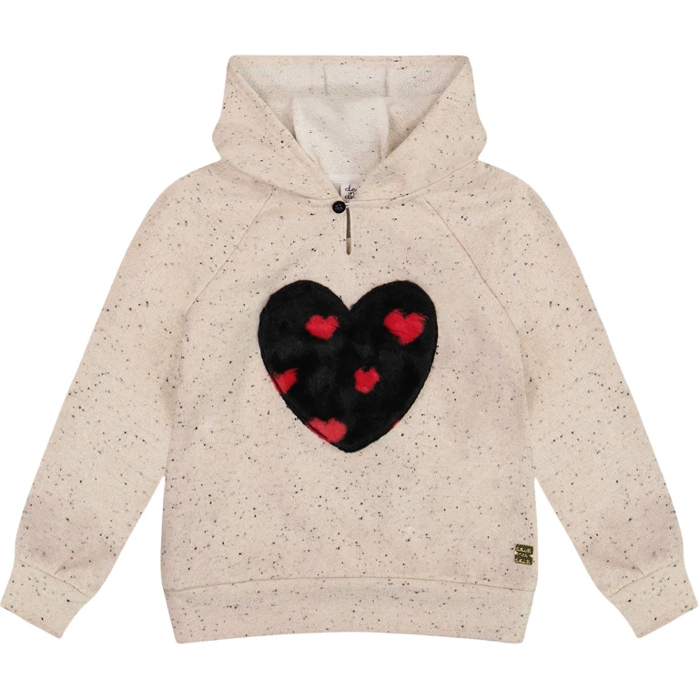 Heart Applique Glittering French Terry Hoodie - Big Girl
