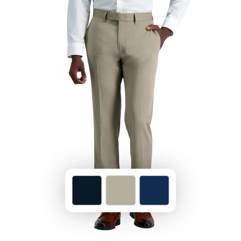 Kenneth Cole Modern Premium Slim Fit Flat Front Dress Pant Khaki 32x29:- Khaki, 32x29