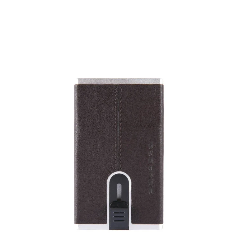 Brown Leather Credit Card Holder with Square Sliding System PP4825B3R-TM