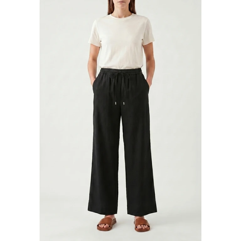 Woblack Wide Leg Cotton Trousers