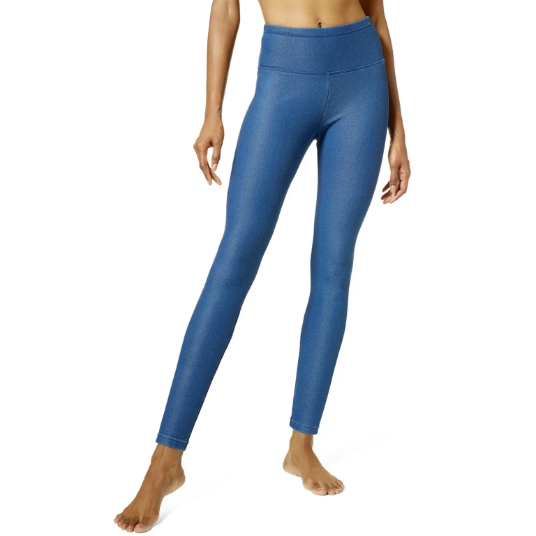 Ladies Fur-Lined Denim Legging Medium Wash XL:- Medium Wash, XL