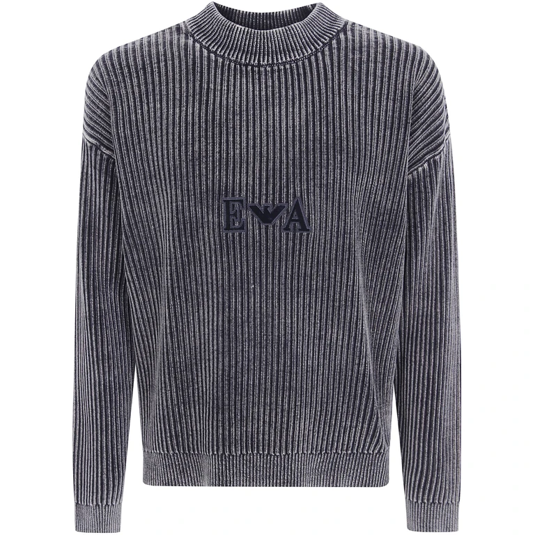 Pullover mit Rundhalsausschnitt aus Baumwollmischung mit Ton-in-Ton-Logo