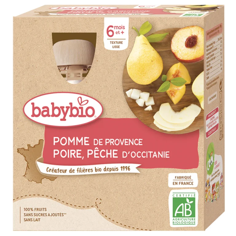 Fruit Bottles - 6 months and more - Apple, Pear, Peach - BIO 4x90 g