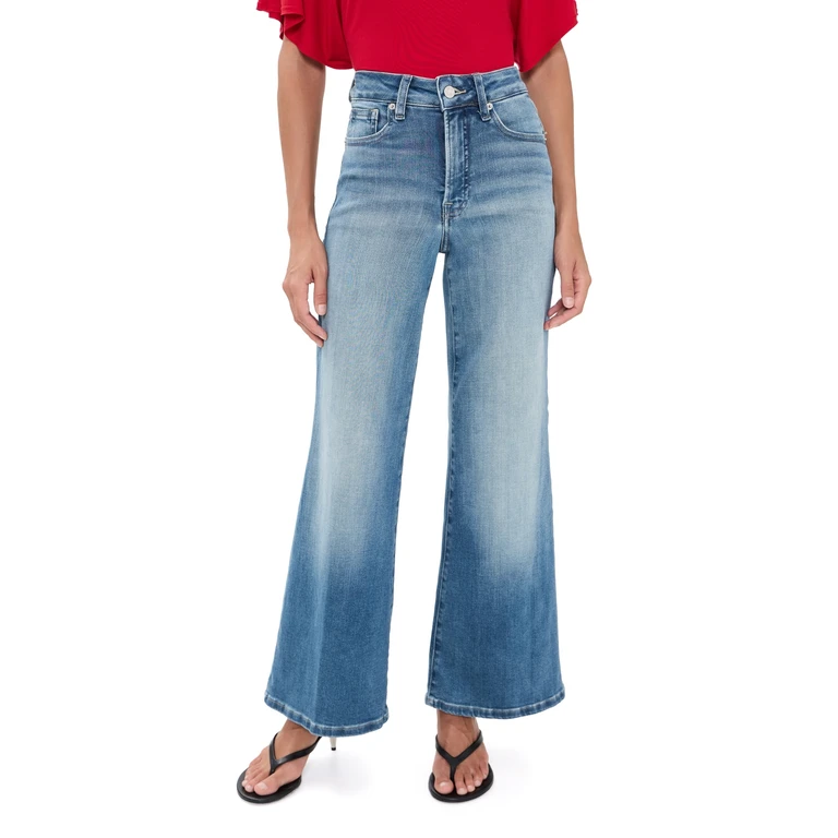Soft Tech Good Waist Palazzo Cropped Jeans in Indigo977