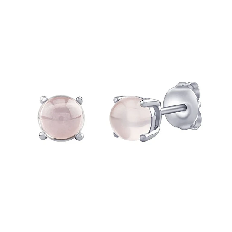 Silver Stud Earrings with Real Rose Gold 6 Mm Jjjlrd6Ero