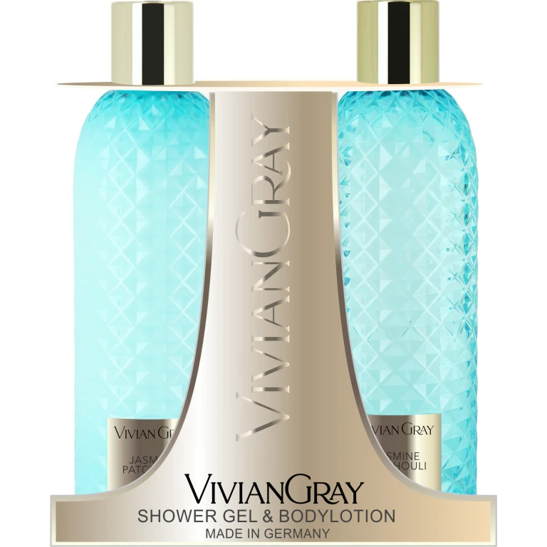 Set Vivian Gray: Gemstone Jasmine & Patchouli Soothing Shower Gel for all skin types 300 ml + Gemstone Jasmine & Patchouli Moisturizing Body Lotion 30