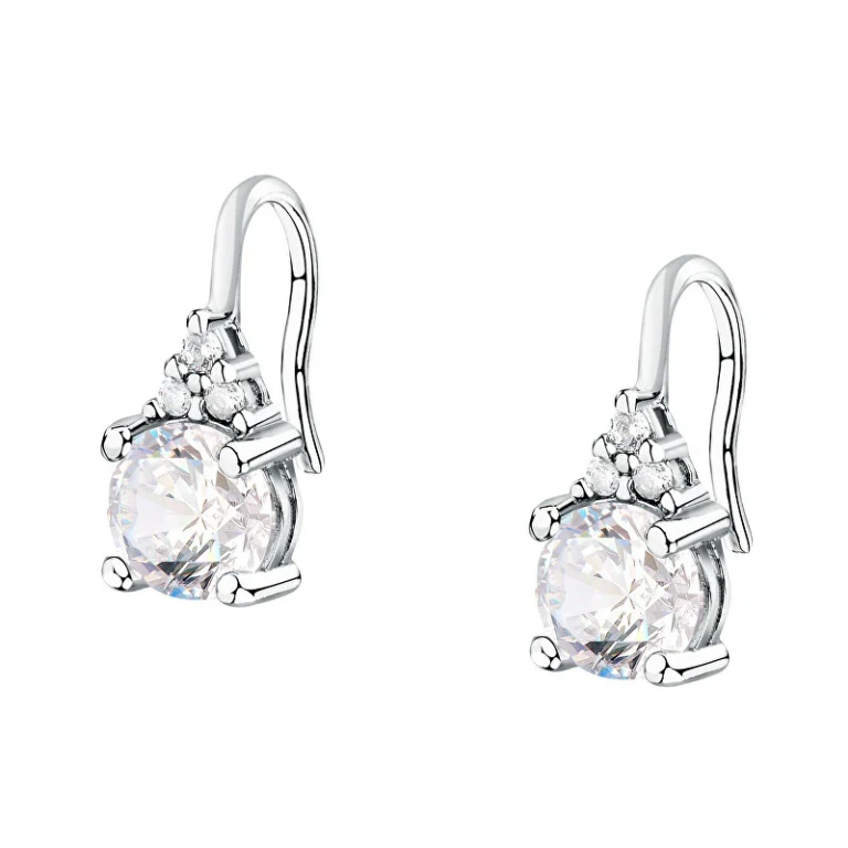 Silver Drop Earrings with Clear Cubic Zirconia Tesori Saiw298