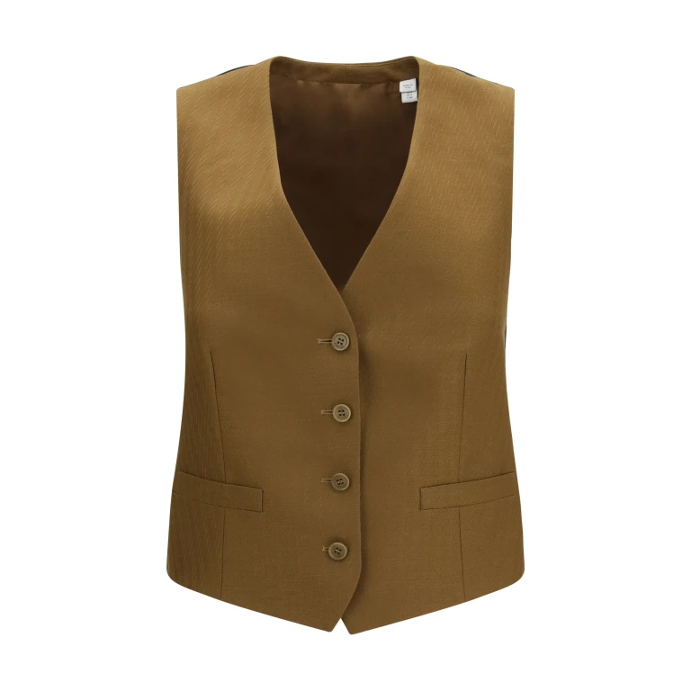 Sleeveless Wool-Mohair Vest Hazelnut Brown Stripe