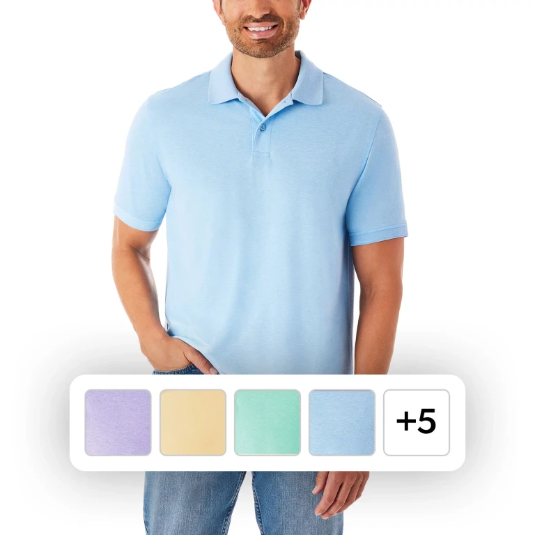 Men's Stretch Pique Polo Light Blue XS:- Light Blue, XS