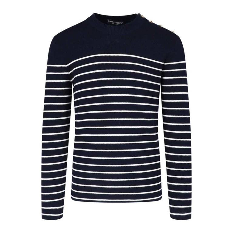 Pull rayé bleu Dolce & Gabbana en pure laine vierge