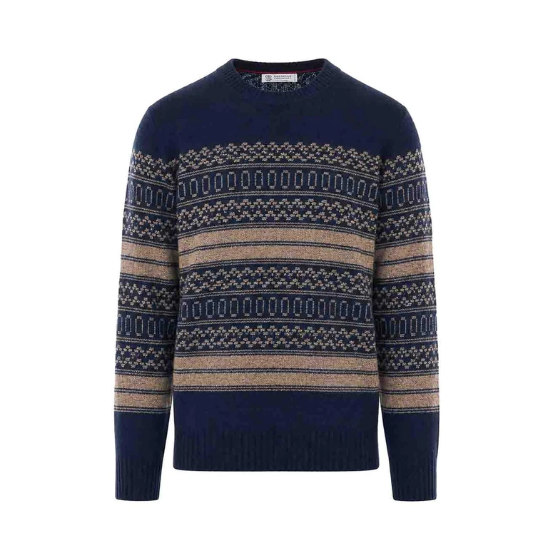 Pull col montant bleu Brunello Cucinelli