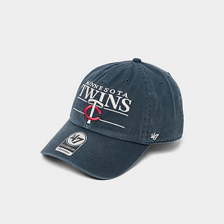 '47 Minnesota Twins MLB Team Name & Logo Clean Up Strapback Hat in Navy