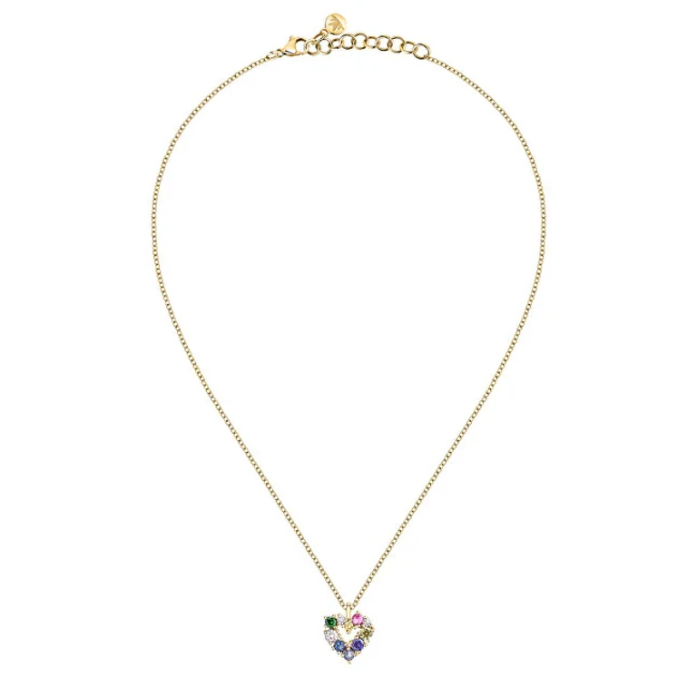Romantic Heart-Shaped Necklace Gold-Plated Colors Savy06