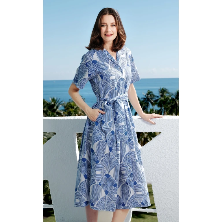 Hudson Tiered Dress Navy White Geo