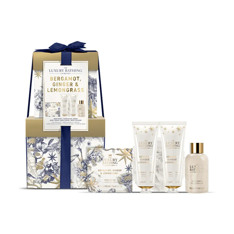 Mini Gift Set for Body Care with Bergamot, Ginger, and Lemongrass, 5 Pieces