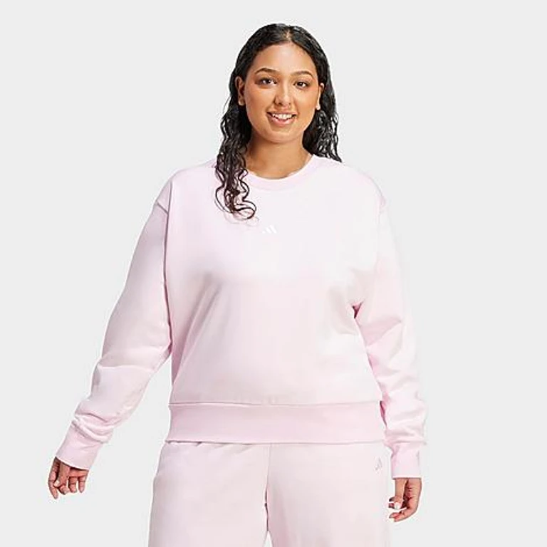 adidas Women's Sportswear Essentials Small Logo Feel Cozy Sweatshirt (Plus Size) in Black/White Size: 1X
