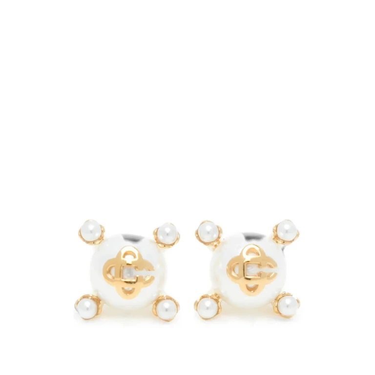 Earrings Metallic "Lotus" Pearls Stds