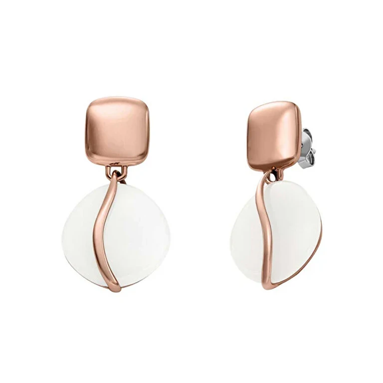 Bronze Earrings With White Glass Sofia Sea Glass Skj1816791