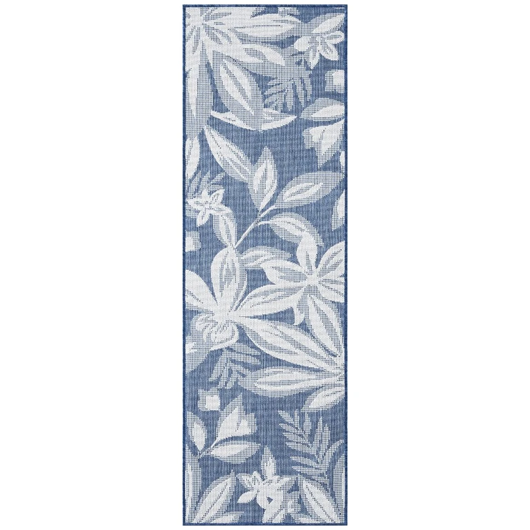 Edda Blue Floral 3 x 10 Indoor-Outdoor Area Rug