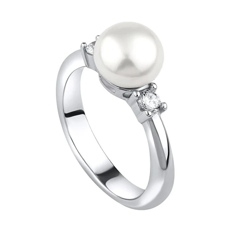 Maya Ring in Silver with Real Natural Pearl Lps1496Rw - Size: 56 Mm