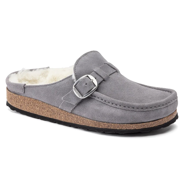 Buckley Shearling Suede Leather Whale Grey Clogs