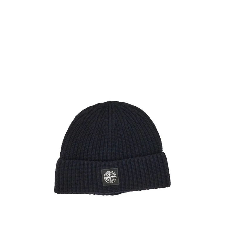 Virgin wool beanie hat with logo patch Man One Size