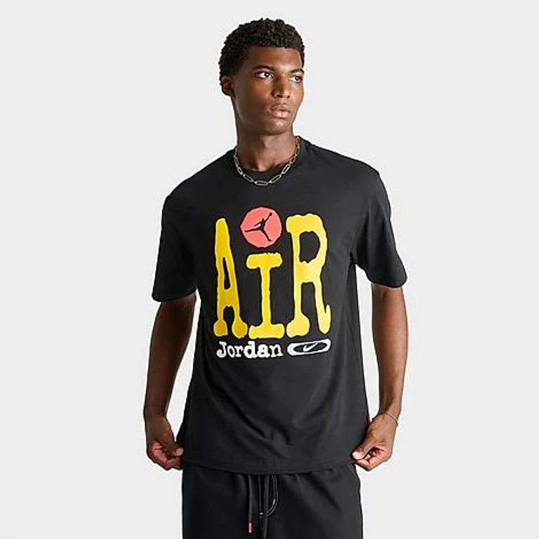 Men's Big Air Graphic T-Shirt in Black/Amarillo/Infrared 23 Size: Small