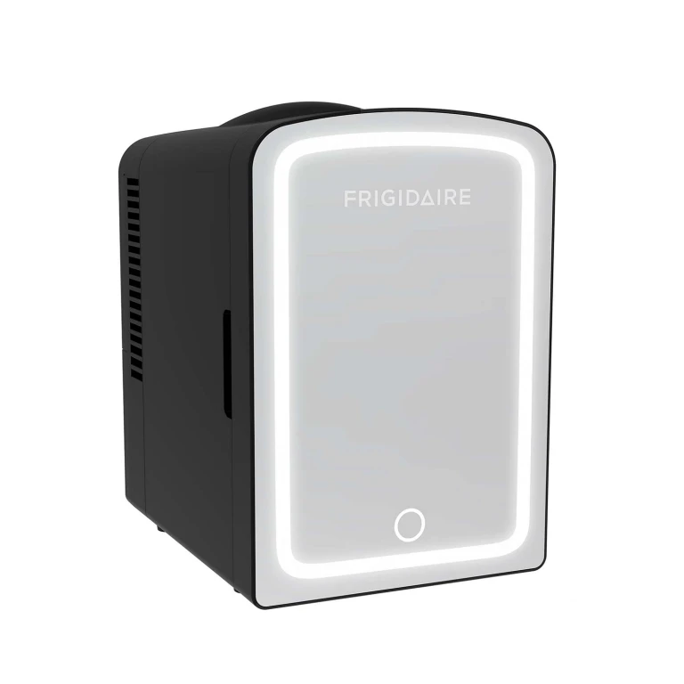 Skincare Cooler with Lighted Mirror Make-Up Door, Black