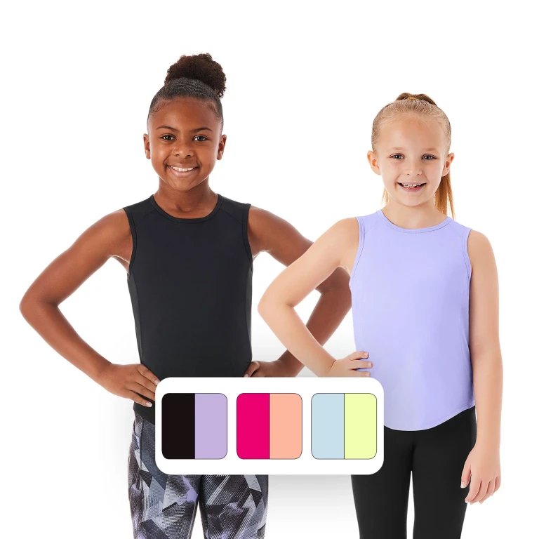Girls 2-Pack Active Tank Black XS 4/5:- Black, XS 4/5