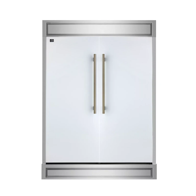 Maderno 27.2 cu. ft. Convertible Refrigerator with Antique Brass Handles - White:- White