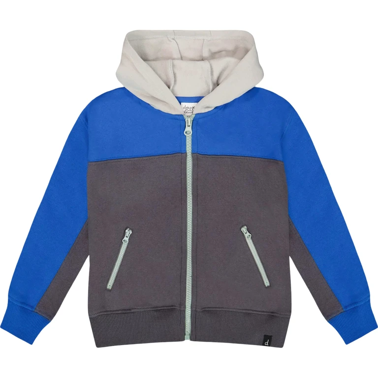 Color Blocked Zip Front Fleece Hoodie - Little Boy