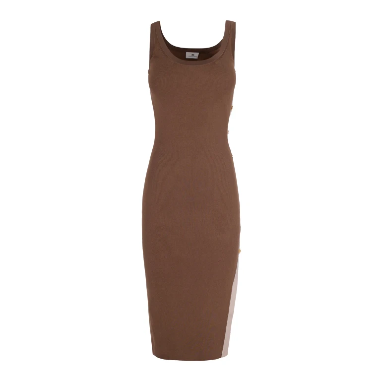 Knit Dress Viscose Bands Clay/Butter