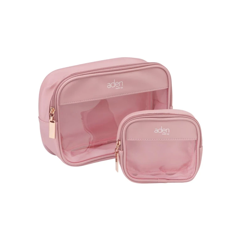 2-Piece Pink Makeup Pouch Set
