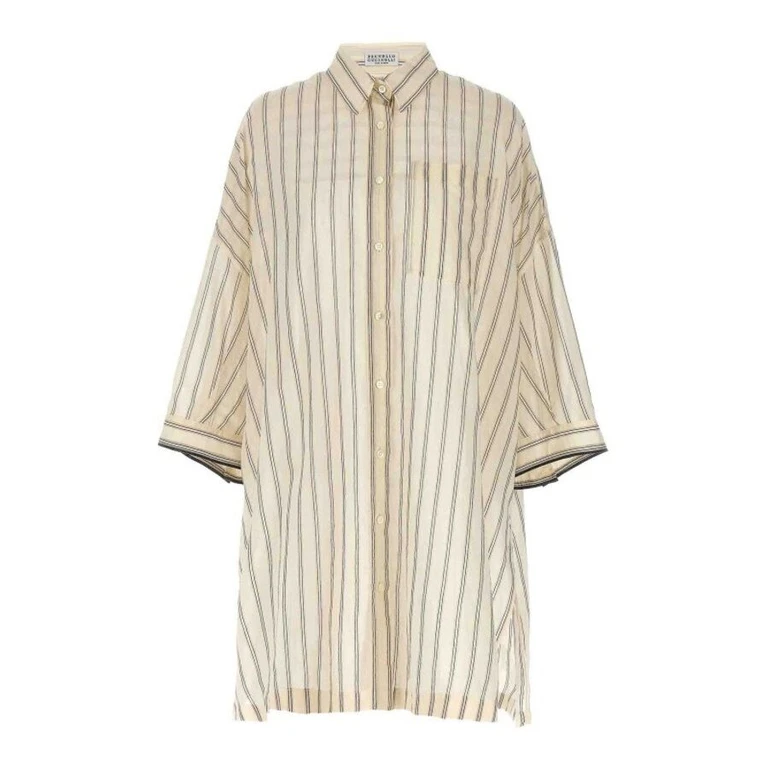 Beige Silk Blend Oversized Shirt
