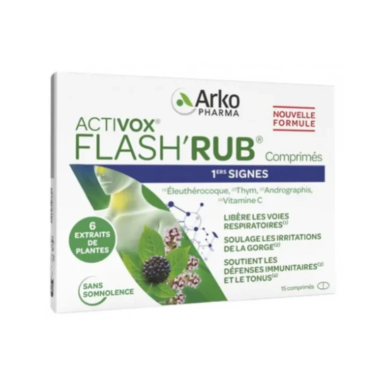 Flash'Rub Nose and Throat Vitamin C, Pelargonium 15 tablets