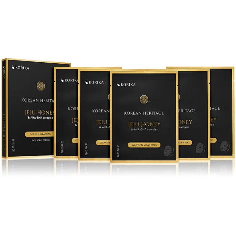 Set of Cleansing Sheet Masks with Jeju Honey and AHA, BHA Complex Korean Heritage 5 × 25 g